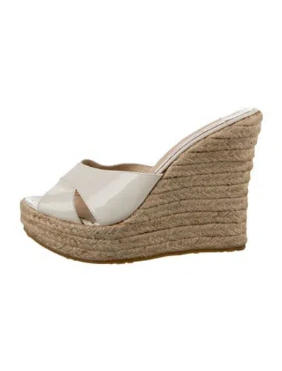 Pre-owned Jimmy Choo Patent Leather Mules In Neutrals