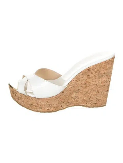 Pre-owned Jimmy Choo Patent Leather Mules In Neutrals/white