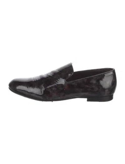 Pre-owned Jimmy Choo Patent Leather Printed Dress Loafers In Black