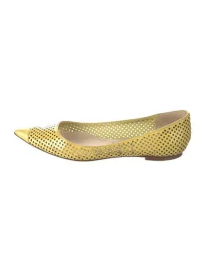 Pre-owned Jimmy Choo Patent Leather Printed Flats In Yellow