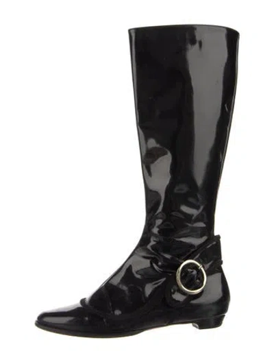 Pre-owned Jimmy Choo Patent Leather Riding Boots In Black
