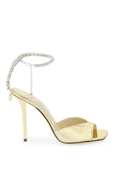 Jimmy Choo Patent Leather 'saeda' Sandals In Oro
