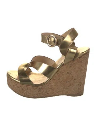 Pre-owned Jimmy Choo Patent Leather Sandals In Gold