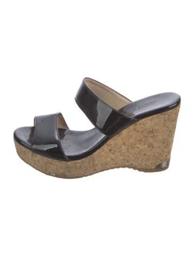 Pre-owned Jimmy Choo Patent Leather Slides In Black