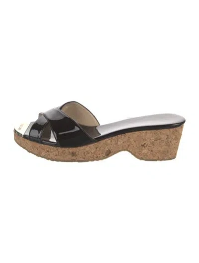 Pre-owned Jimmy Choo Patent Leather Slides In Black