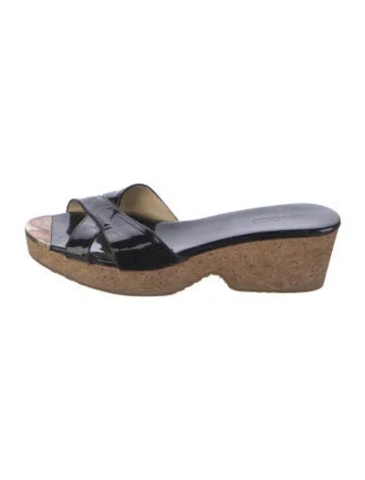 Pre-owned Jimmy Choo Patent Leather Slides In Black