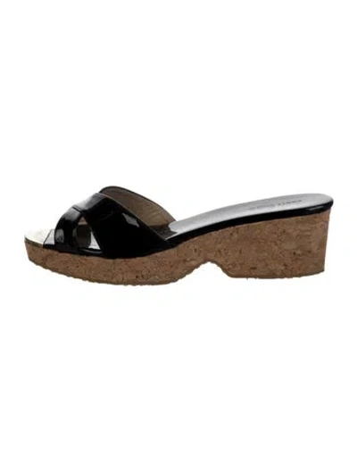 Pre-owned Jimmy Choo Patent Leather Slides In Black