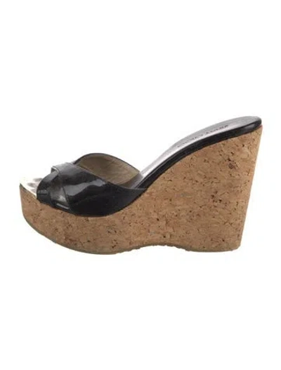 Pre-owned Jimmy Choo Patent Leather Slides In Black