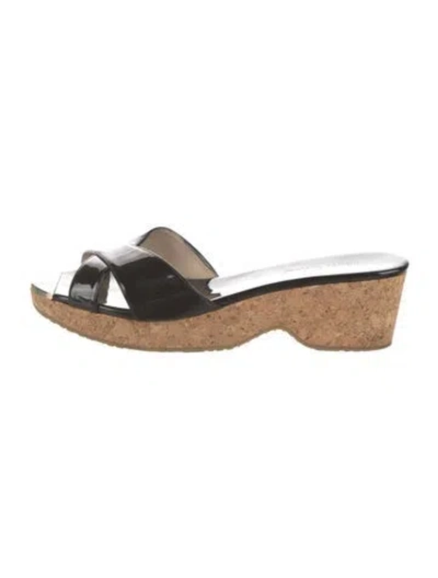 Pre-owned Jimmy Choo Patent Leather Slides In Black