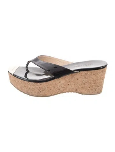 Pre-owned Jimmy Choo Patent Leather Slides In Black