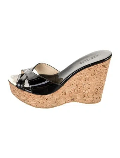 Pre-owned Jimmy Choo Patent Leather Slides In Black