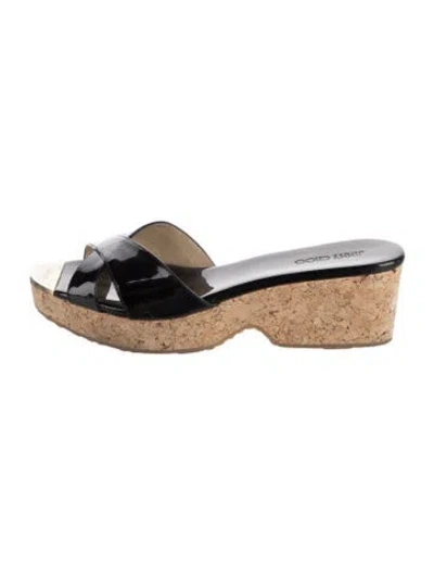 Pre-owned Jimmy Choo Patent Leather Slides In Black