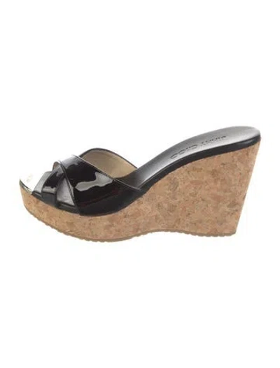 Pre-owned Jimmy Choo Patent Leather Slides In Black