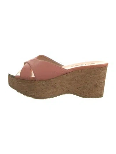 Pre-owned Jimmy Choo Patent Leather Slides In Gold/neutrals