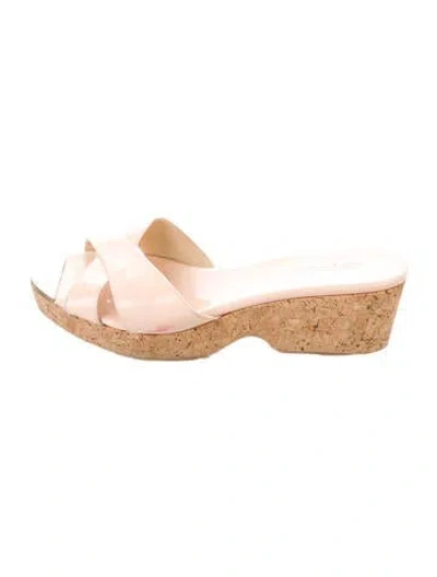 Pre-owned Jimmy Choo Patent Leather Slides In Neutral