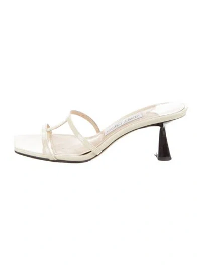 Pre-owned Jimmy Choo Patent Leather Slides In Neutral