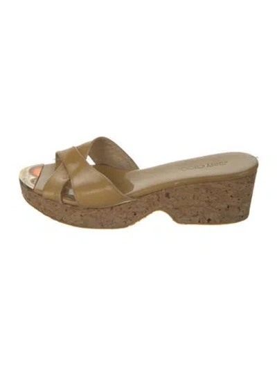 Pre-owned Jimmy Choo Patent Leather Slides In Neutral