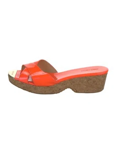 Pre-owned Jimmy Choo Patent Leather Slides In Orange