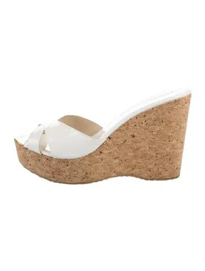 Pre-owned Jimmy Choo Patent Leather Slides In White
