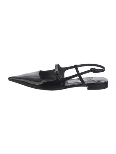 Pre-owned Jimmy Choo Patent Leather Slingback Flats In Black