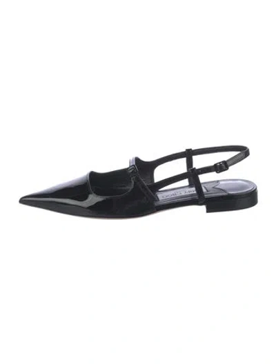 Pre-owned Jimmy Choo Patent Leather Slingback Flats In Black