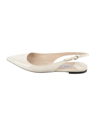 Pre-owned Jimmy Choo Patent Leather Slingback Flats In Neutral