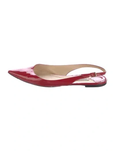 Pre-owned Jimmy Choo Patent Leather Slingback Flats In Red