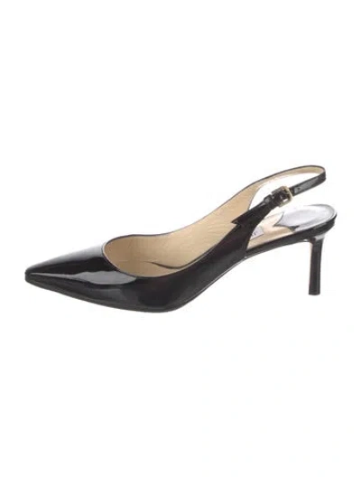 Pre-owned Jimmy Choo Patent Leather Slingback Pumps In Black
