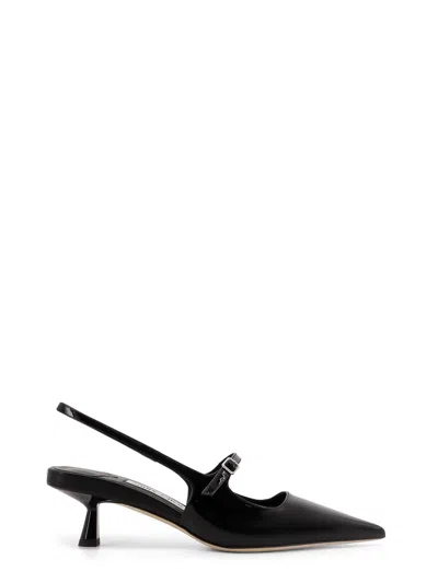 Jimmy Choo Patent Leather Slingback With Back Monogram In Black