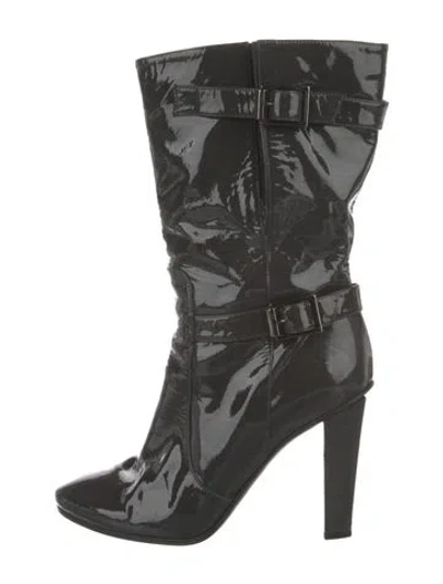 Pre-owned Jimmy Choo Patent Leather Slouch Boots In Black