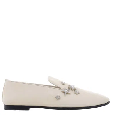 Jimmy Choo Patent Leather Star Embossed Loafers In Neutral
