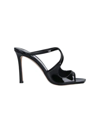Jimmy Choo Patent Leather Stiletto Mule Sandals In Black