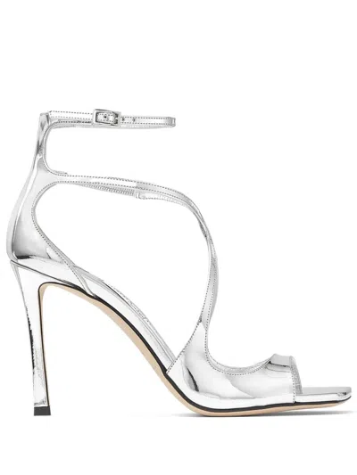Jimmy Choo Patent Leather Stiletto Sandals In Silver