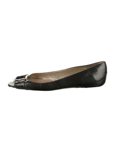 Pre-owned Jimmy Choo Patent Leather Studded Accents Ballet Flats In Gray