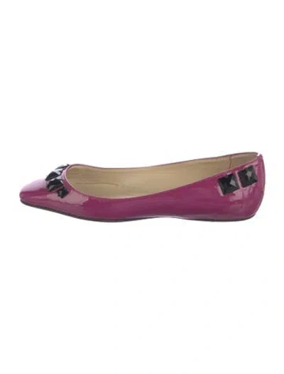 Pre-owned Jimmy Choo Patent Leather Studded Accents Ballet Flats In Multi