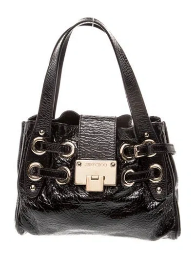 Pre-owned Jimmy Choo Patent Leather Top Handle Bag In Black