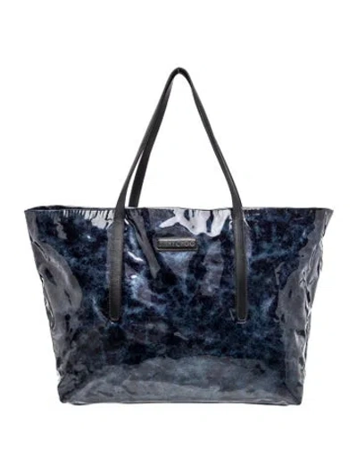Pre-owned Jimmy Choo Patent Leather Tote In Blue
