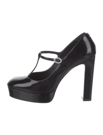 Pre-owned Jimmy Choo Patent Leather T-strap Pumps In Black