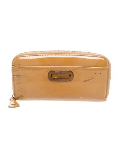 Pre-owned Jimmy Choo Patent Leather Wallet In Neutral