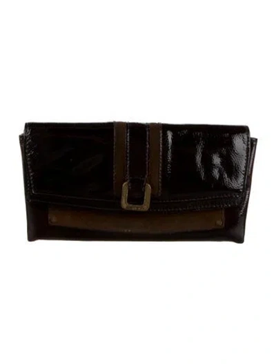 Pre-owned Jimmy Choo Patent Leather Wristlet In Brown