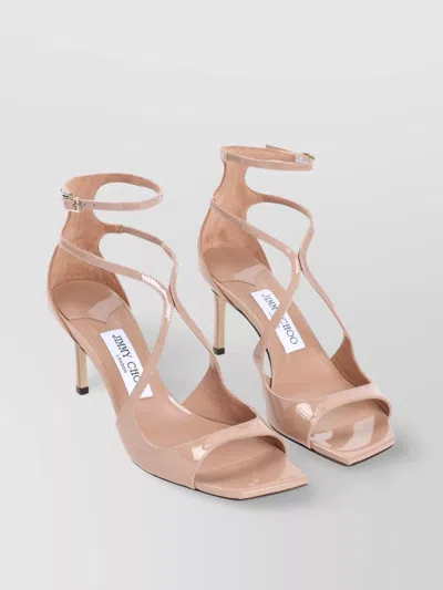 Jimmy Choo Patent Square Toe Sandals In Pink