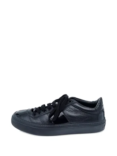 Pre-owned Jimmy Choo Patent-leather-panels Low-top Sneakers In Black