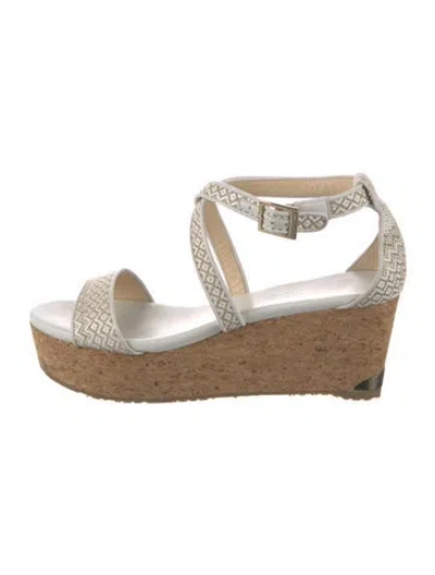 Pre-owned Jimmy Choo Patterned Espadrilles In White