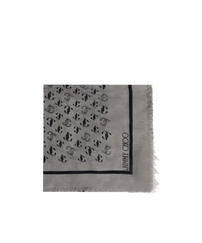 Jimmy Choo Patterned Scarf In Gray
