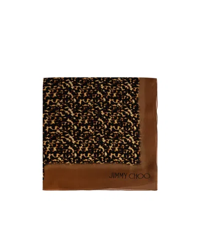 Jimmy Choo Patterned Silk Scarf In Brown