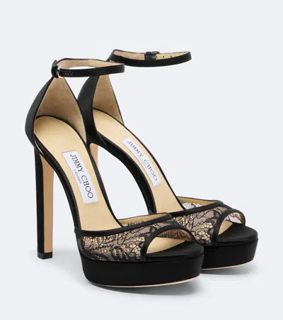 Jimmy Choo Pattie Lace Platform Sandals In Black