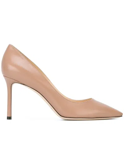 Jimmy Choo Peach Peach Romy 85 Leather Pumps In Orange