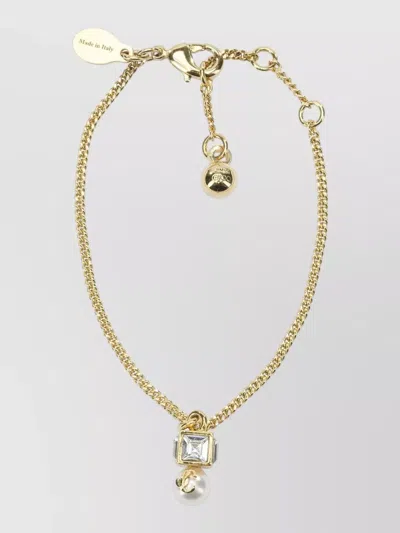 Jimmy Choo Pearl Cube Chain Link Bracelet In Gold