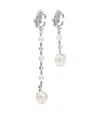 Jimmy Choo Crystals And Pearls Logo Drop Earrings In 银色