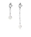 Jimmy Choo Crystals And Pearls Logo Drop Earrings In White